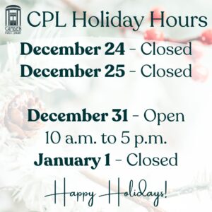 Holiday Hours at Camden Public Library