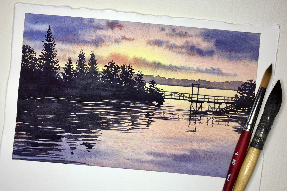 Sunset, Landscape, Original Watercolor,florida Beach Scene, - Etsy